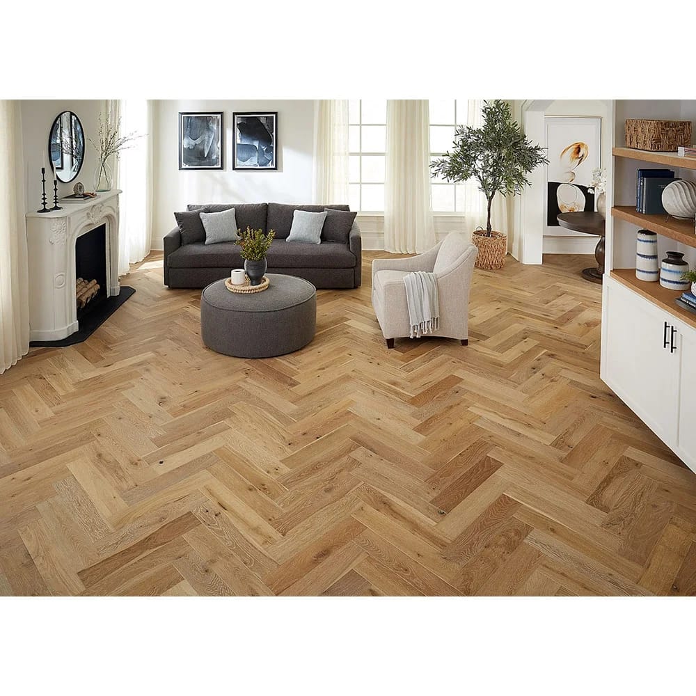 Virginia Mill Works 9/16" Crestone Peak Herringbone Wire Brushed Engineered Hardwood Flooring, Beige, 9.9 sq. ft. ($9.09/sq. ft.)