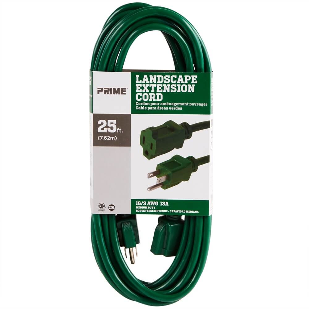 Prime 16/3 Medium-Duty Landscape Extension Cord, 25'