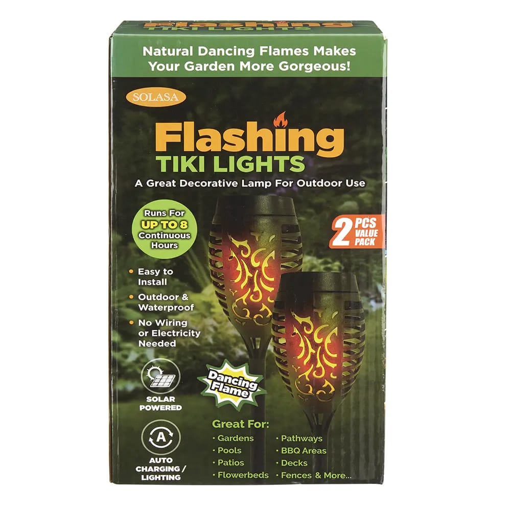 Solasa Flashing Tiki Lights, 2 pk