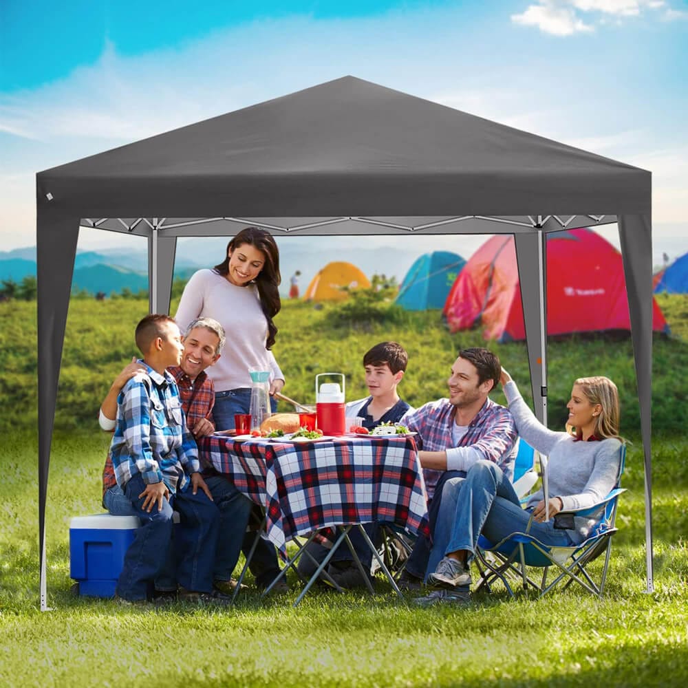 10' x 10' Pop-Up Canopy Tent with Sidewall & Windows, Gray