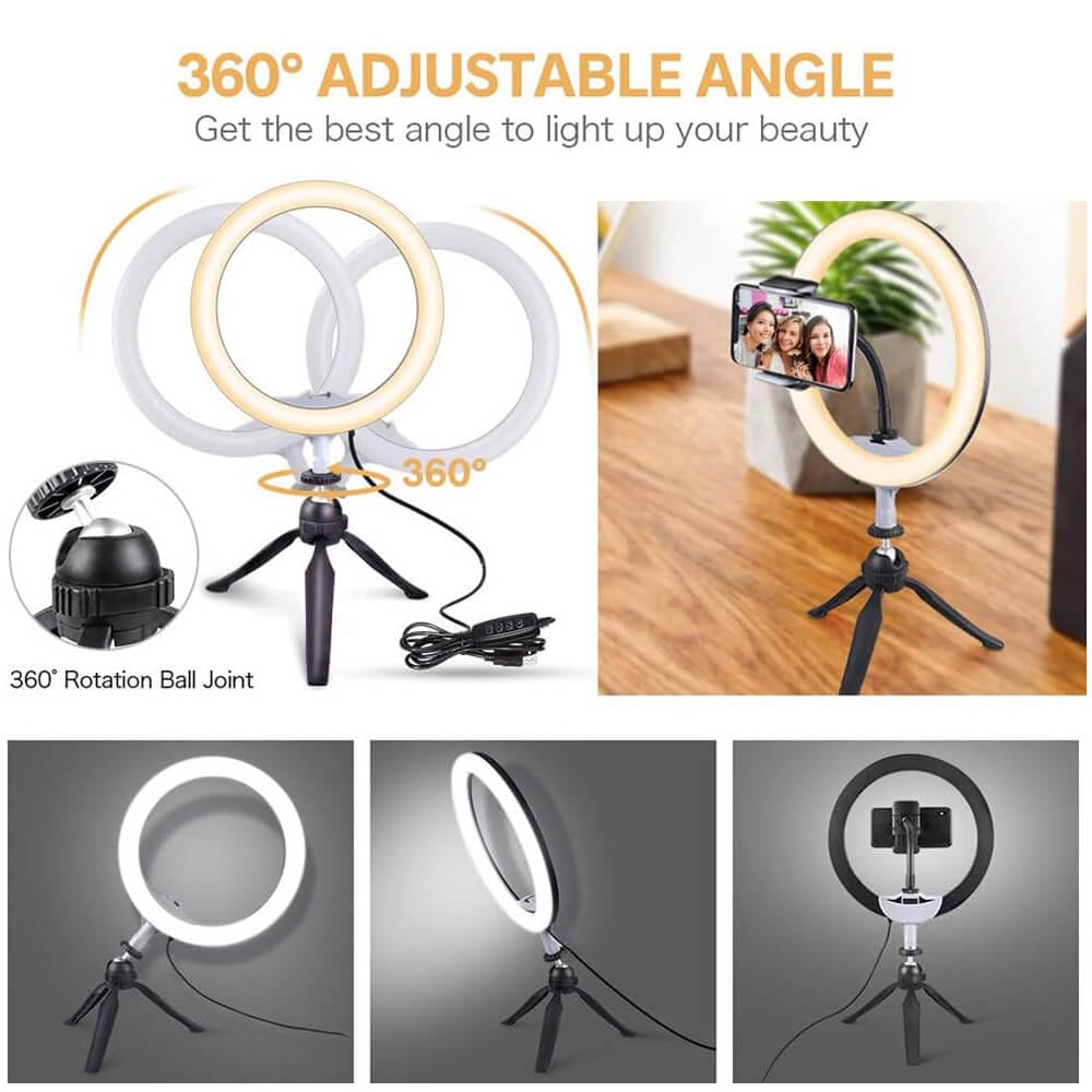 10" LED Ring Light with Tripod Stand & Phone Holder