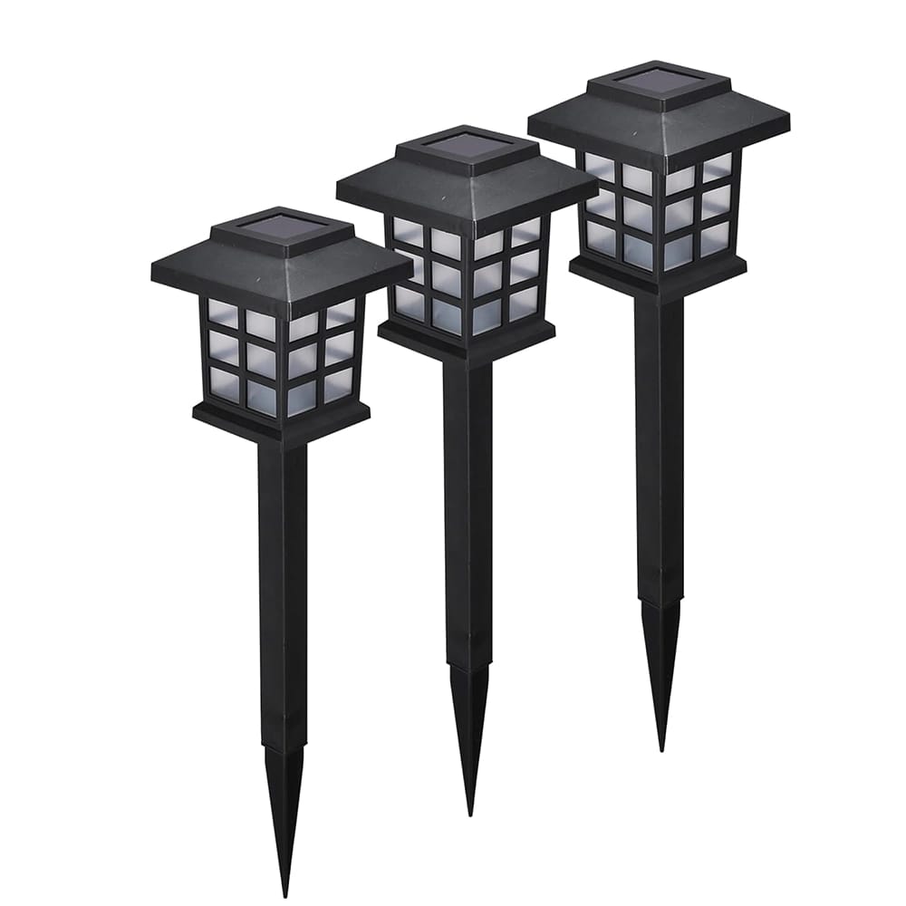 SteadyDoggie LED Solar Pathway Lights, 3 Pack, Black