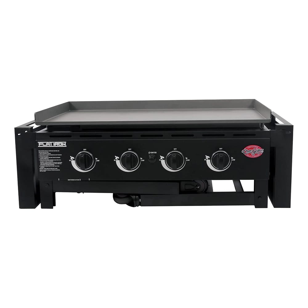 Char-Griller Flat Iron 4-Burner Propane Gas Flat-Top Griddle, Black