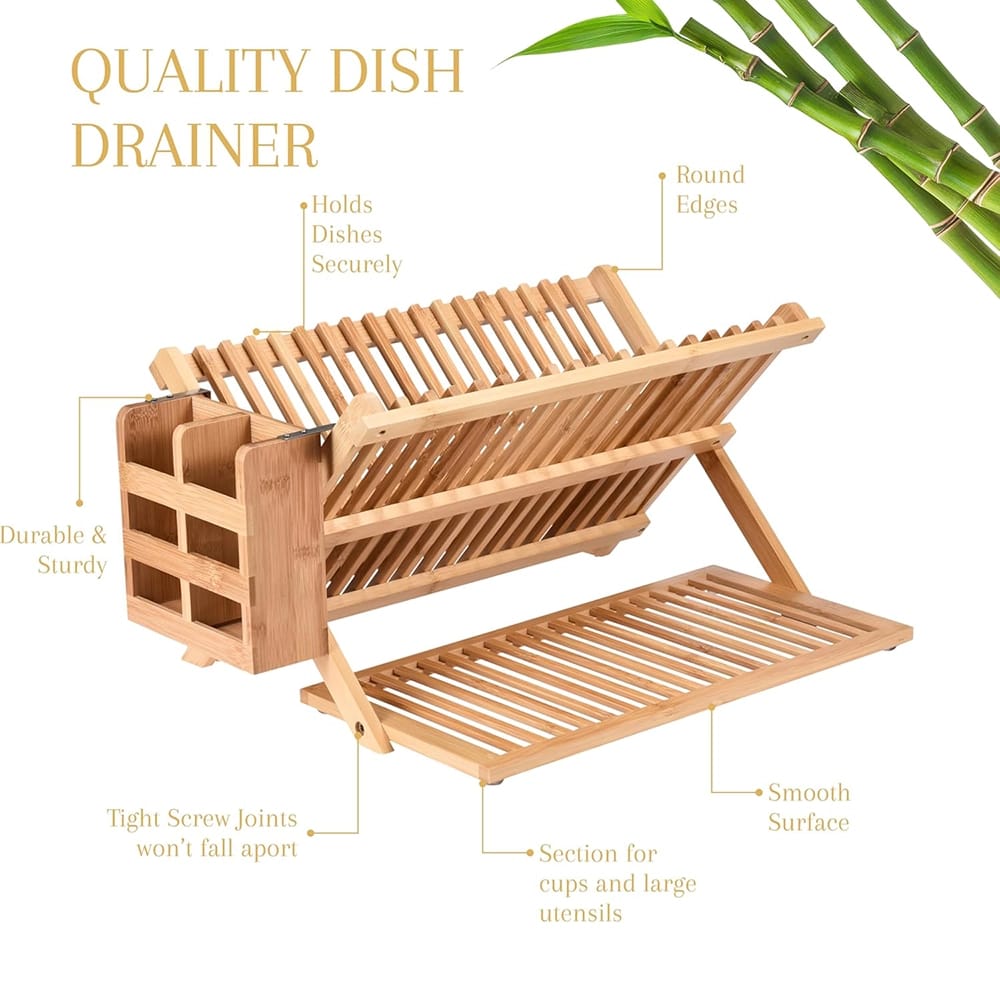 2LB Depot Collapsible Bamboo Dish Drying Rack