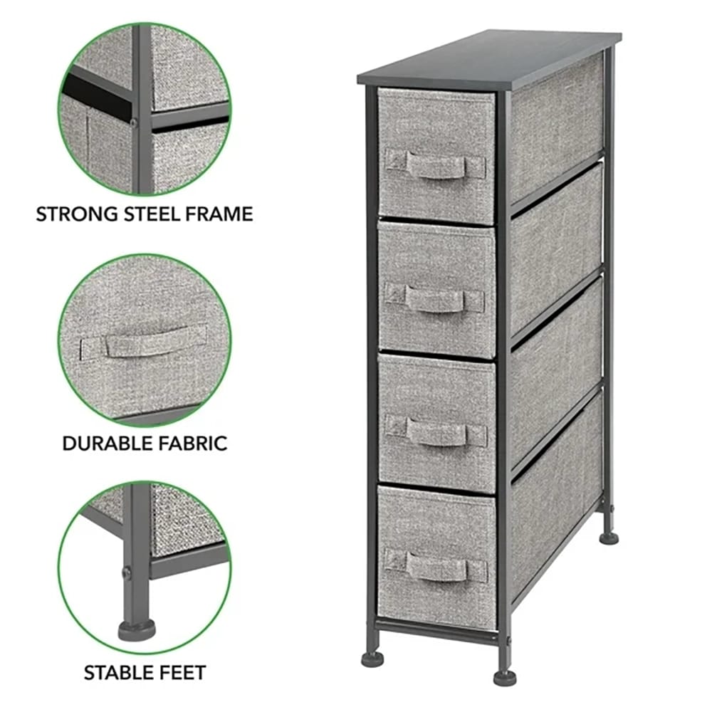 mDesign 4-Drawer Fabric Storage Tower, Black/Graphite