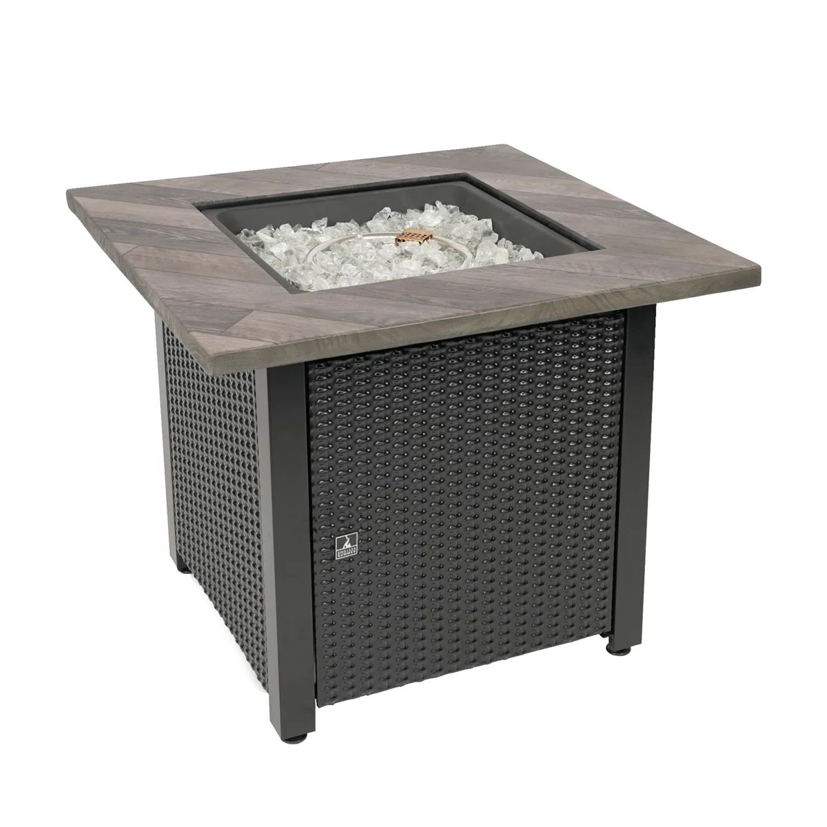 Endless Summer 30" Square LP Gas Fire Pit, 30,000 BTU, White Fireglass