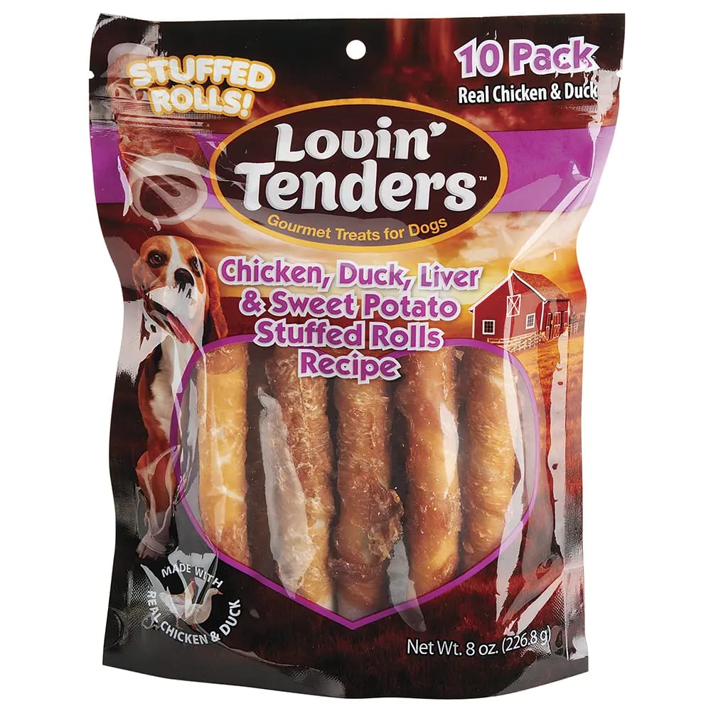 Lovin' Tenders Chicken, Duck, Liver & Sweet Potato Stuffed Gourmet Dog Treats, 8 oz