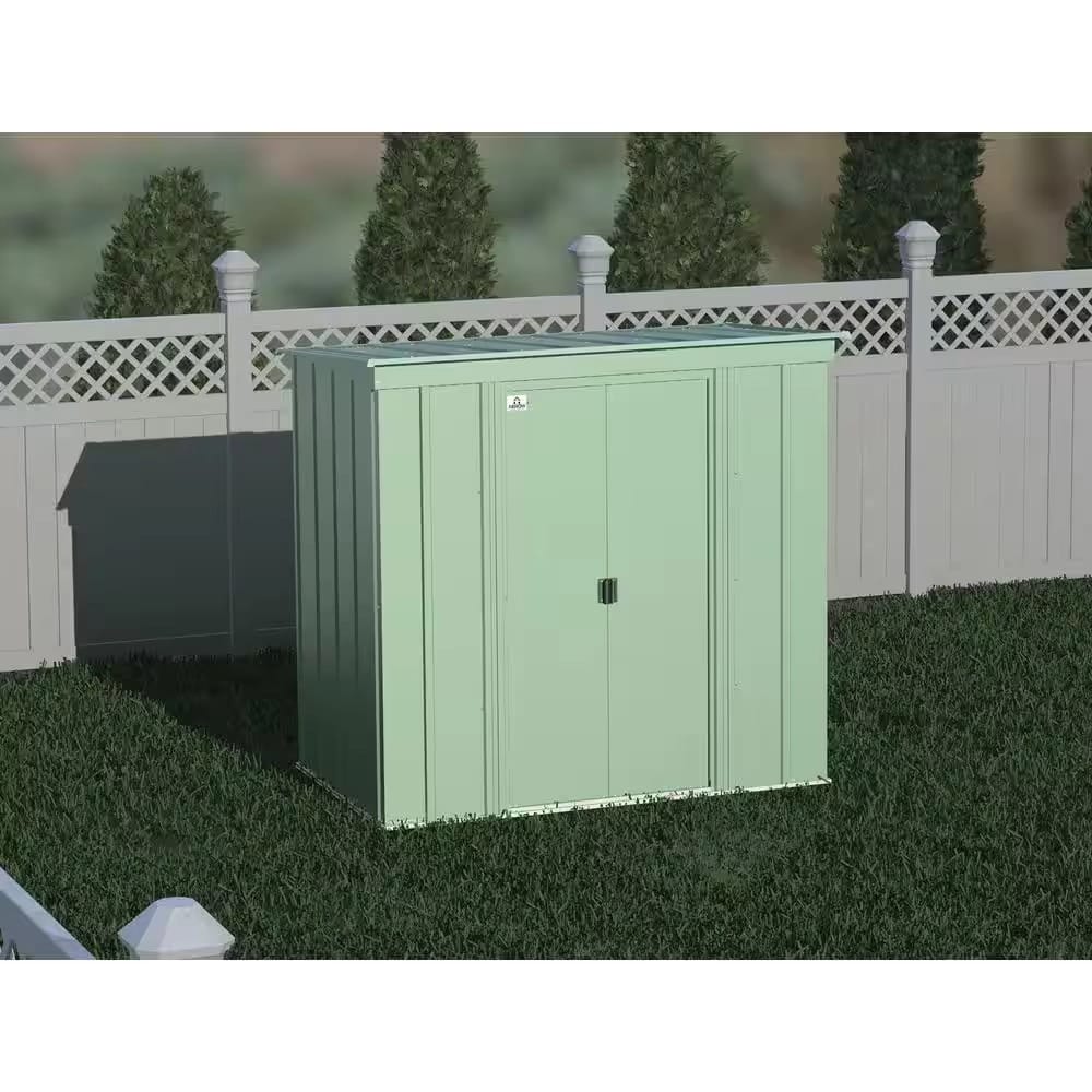 Arrow 6' x 4' Classic Galvanized Steel Metal Storage Shed, Sage