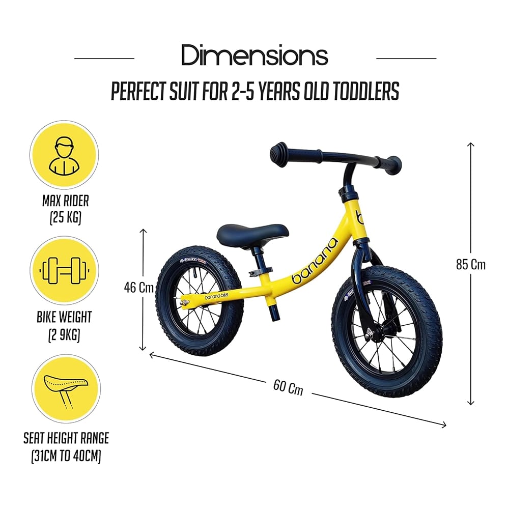 Banana Bike GT Lightweight Balancing Bike, Yellow