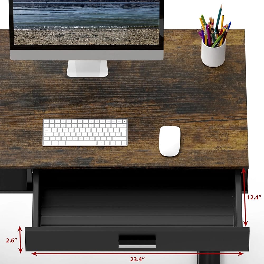 Simple Houseware 40" Height Adjustable Electric Standing Desk with Drawer, Brown