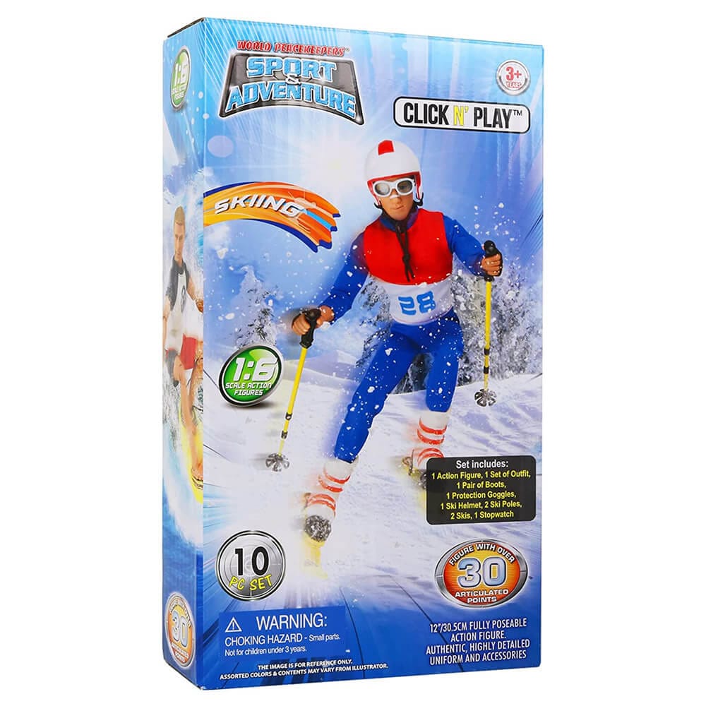 Click N' Play Sports & Adventure Skiing 12" Action Figure Play Set with Accessories