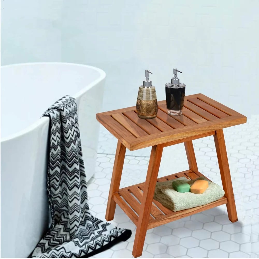 Acacia Wood Bath Bench, Natural