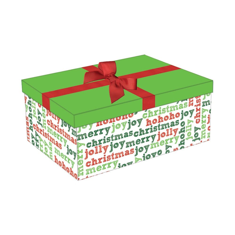 Medium Rectangle Christmas Gift Box with Ribbon, 9.5" x 6"