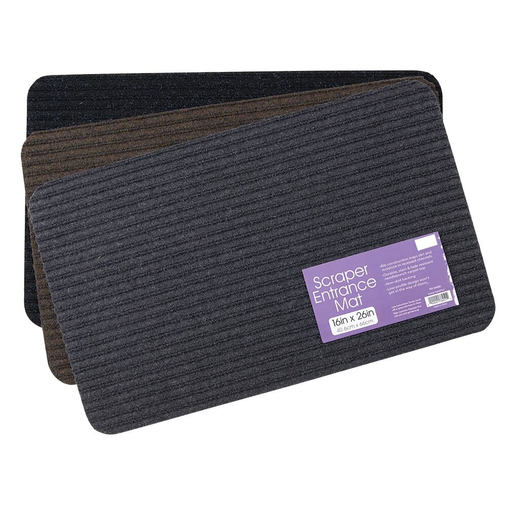 Multi-Use Scraper Mat with Skid-Resistant Backing, 16" x 26"