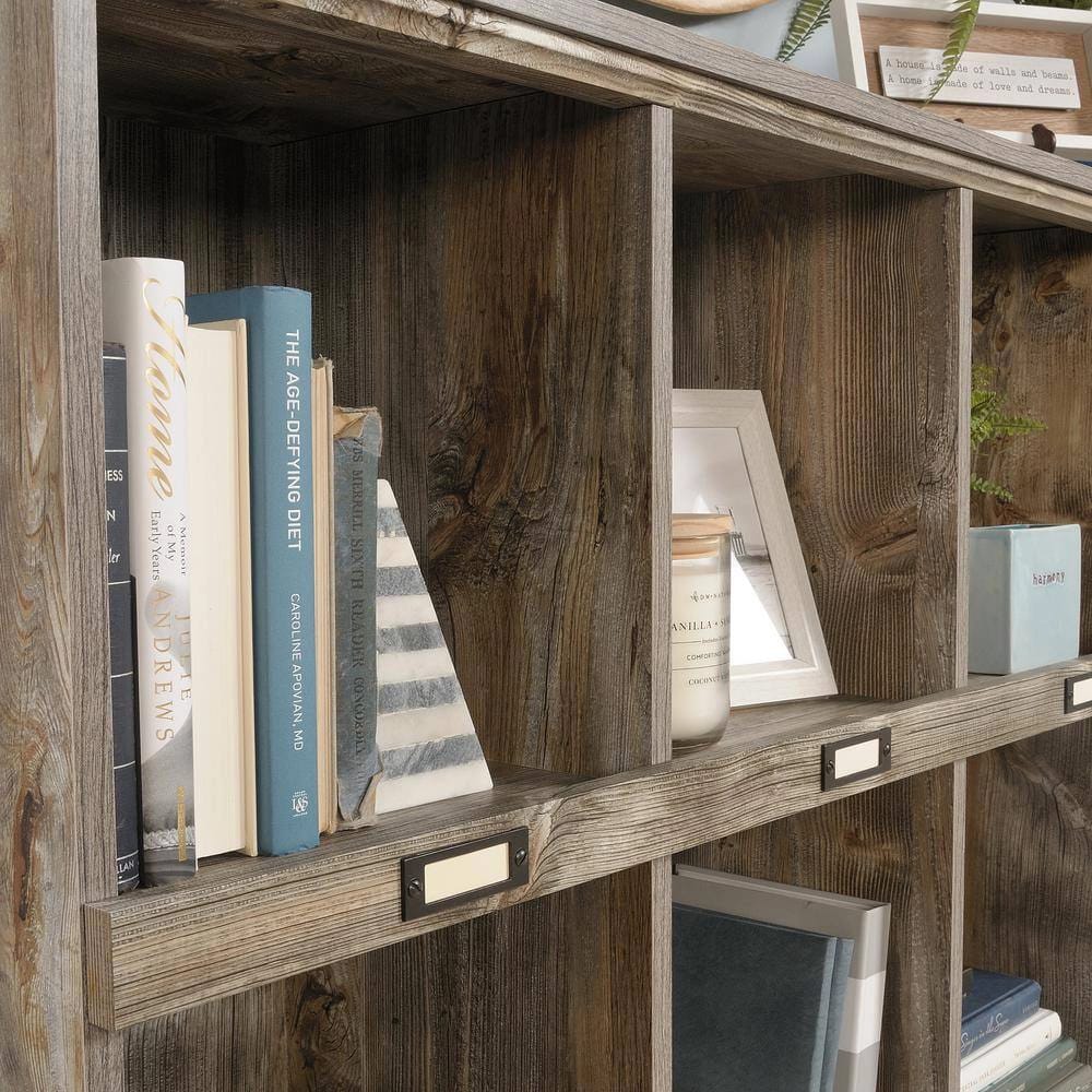 Sauder Engineered Wood 3-Shelf Cubby Bookcase, Rustic Cedar