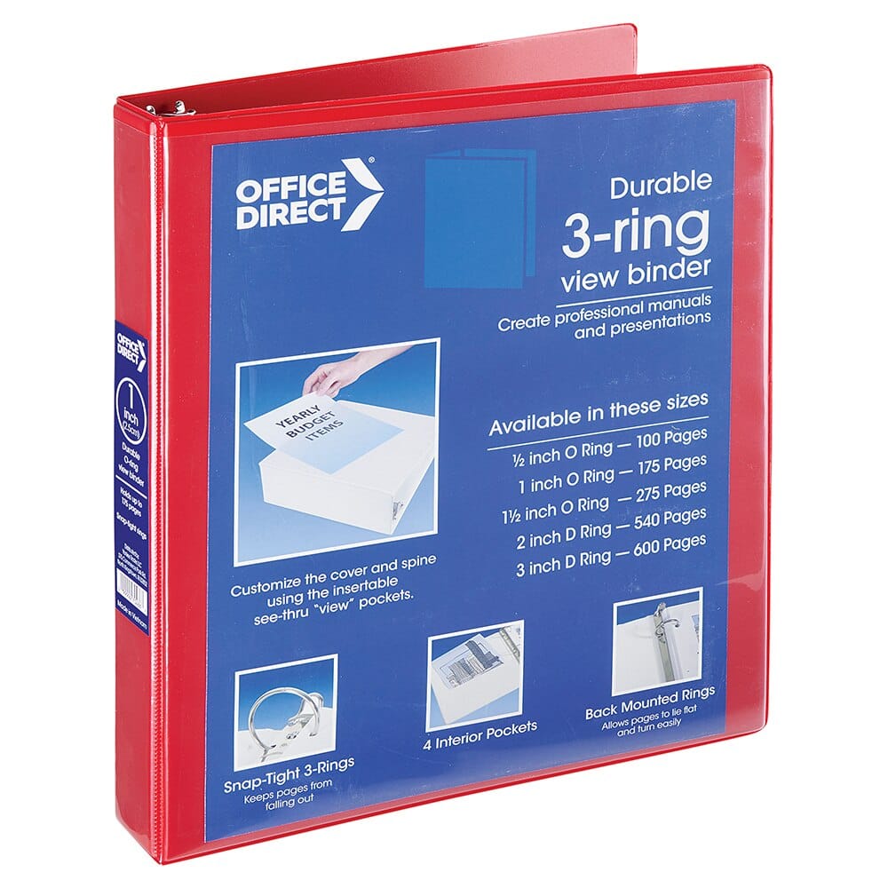 Office Direct Durable O-Ring View Binder, 1"