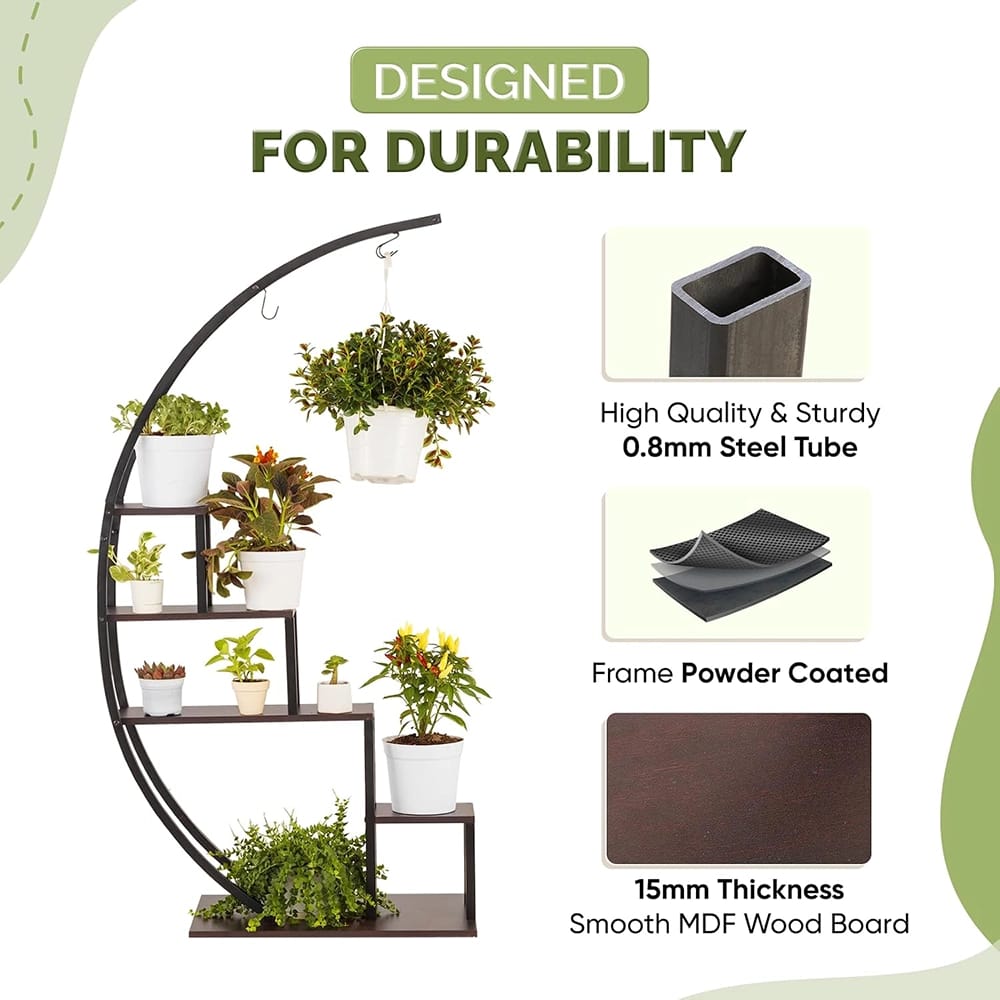 Idzo 2-Piece 5-Tier Metal Half Moon Plant Stand