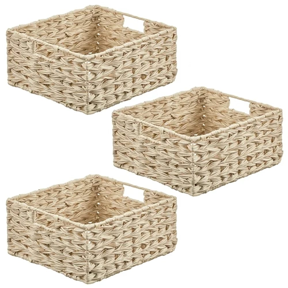 mDesign Woven Pantry Storage Basket Box, Cream, 3 Pack