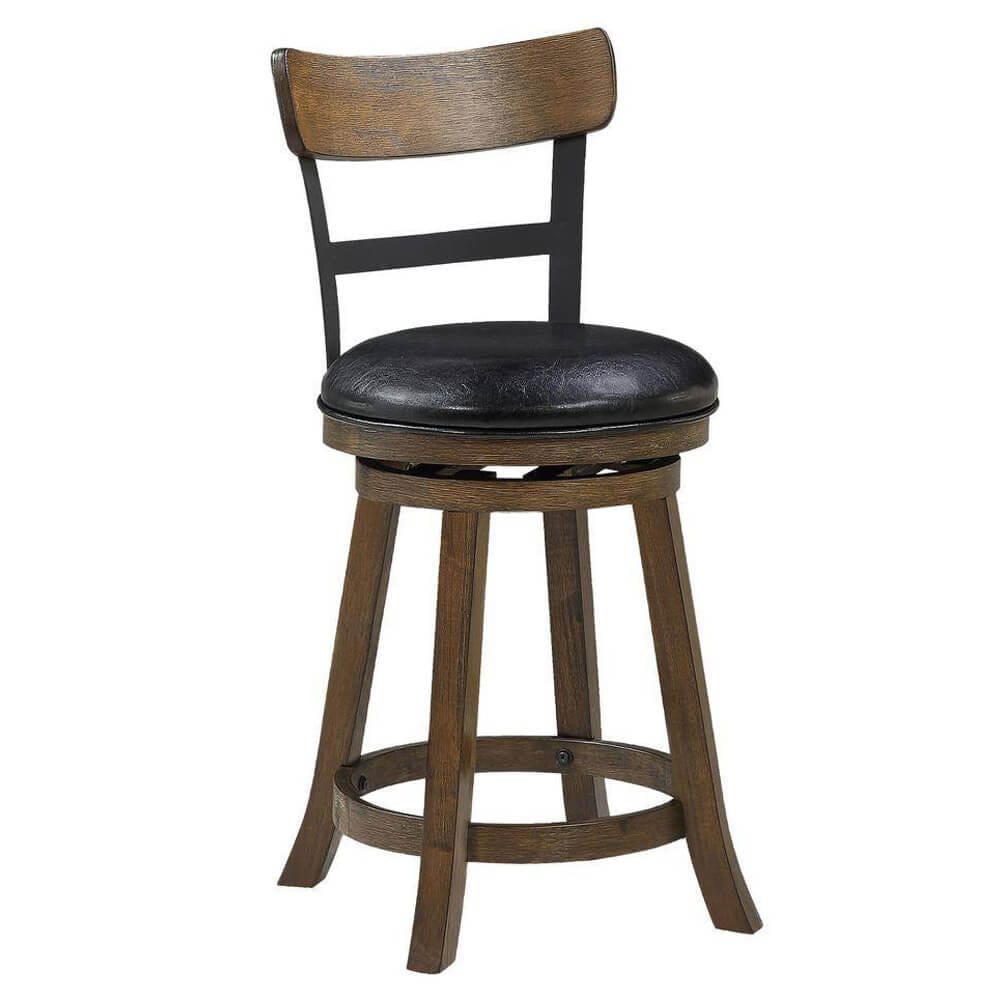 Home 2 Office Riverside 29" High Back Swivel Bar Stool, Walnut