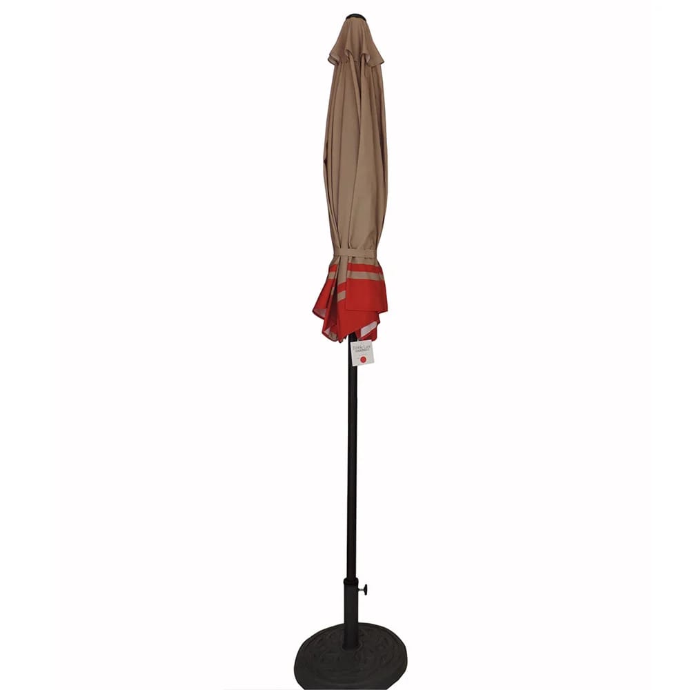 Pebble Lane Living 9' Market Outdoor Patio Umbrella, Tan/Red Stripe