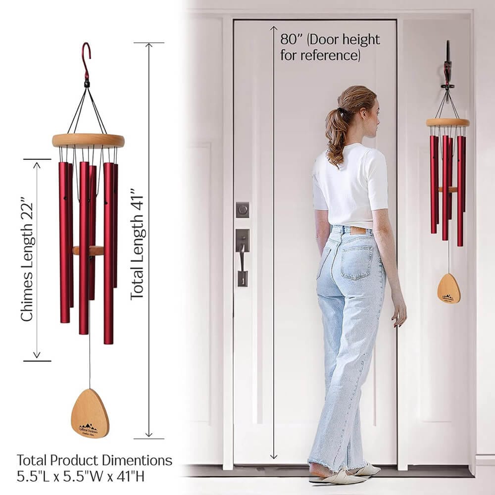 UpBlend Outdoors Kindness 41" Wind Chime, Red