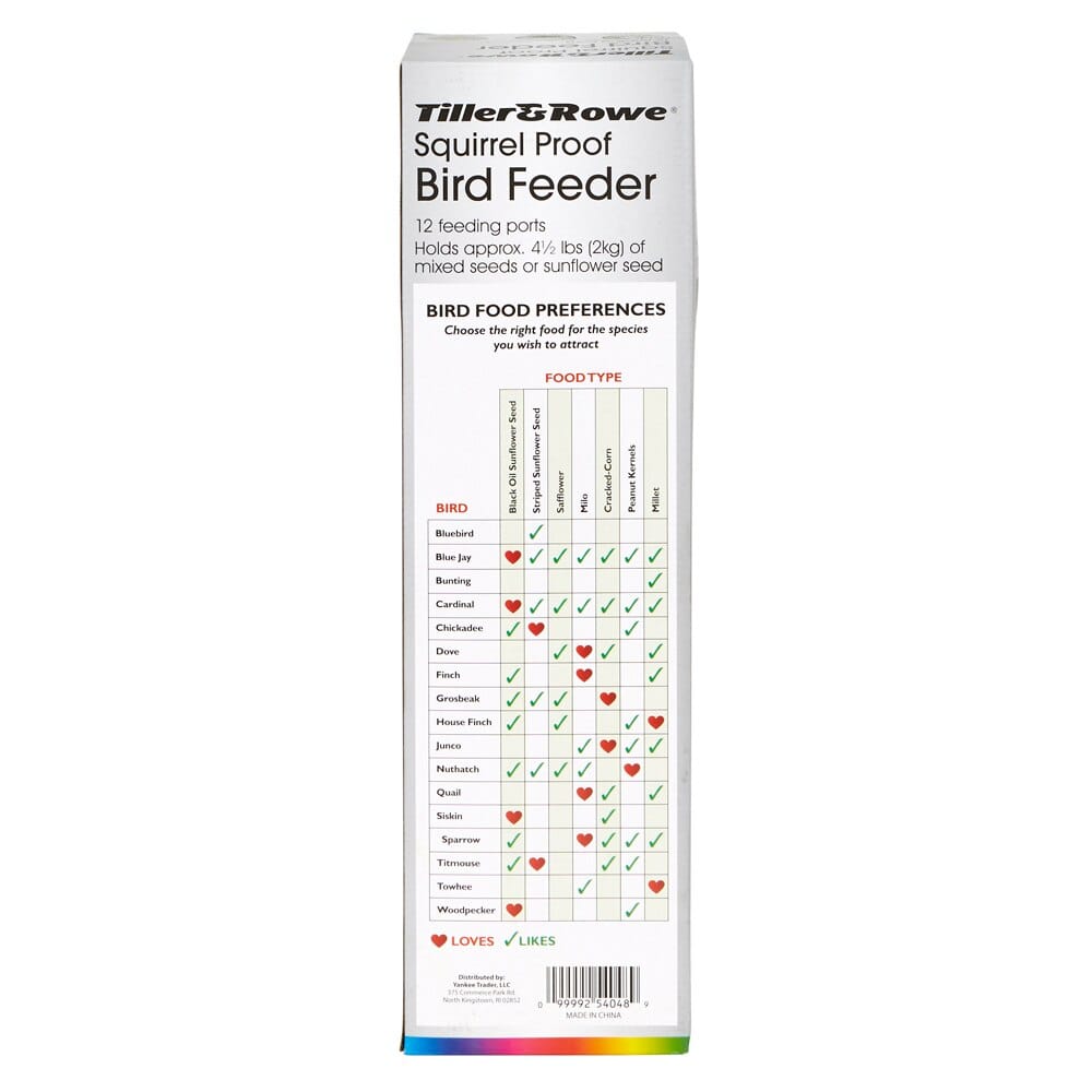 Tiller & Rowe Squirrel Proof Bird Feeder