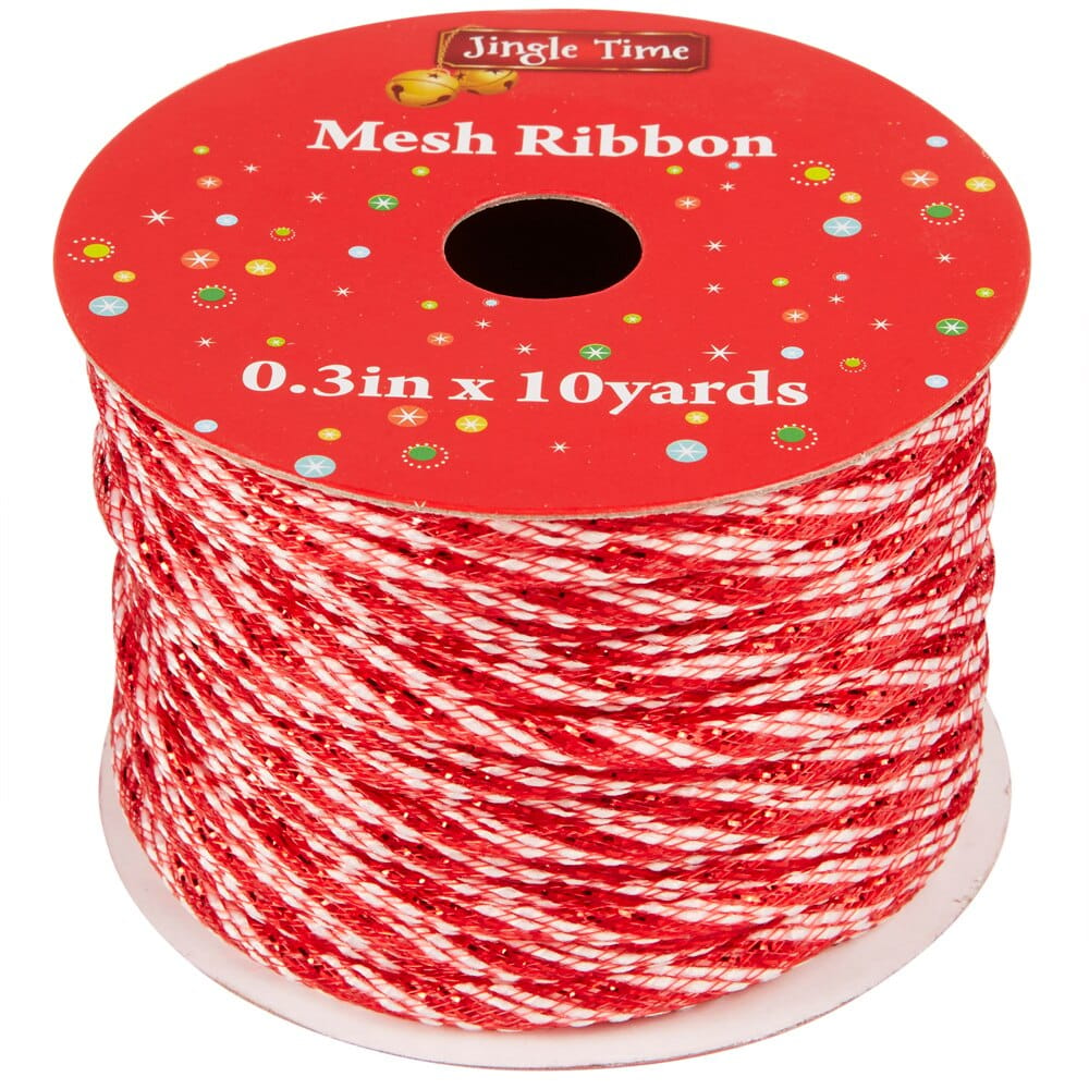 Jingle Time Mesh Christmas Ribbon, 10 yds