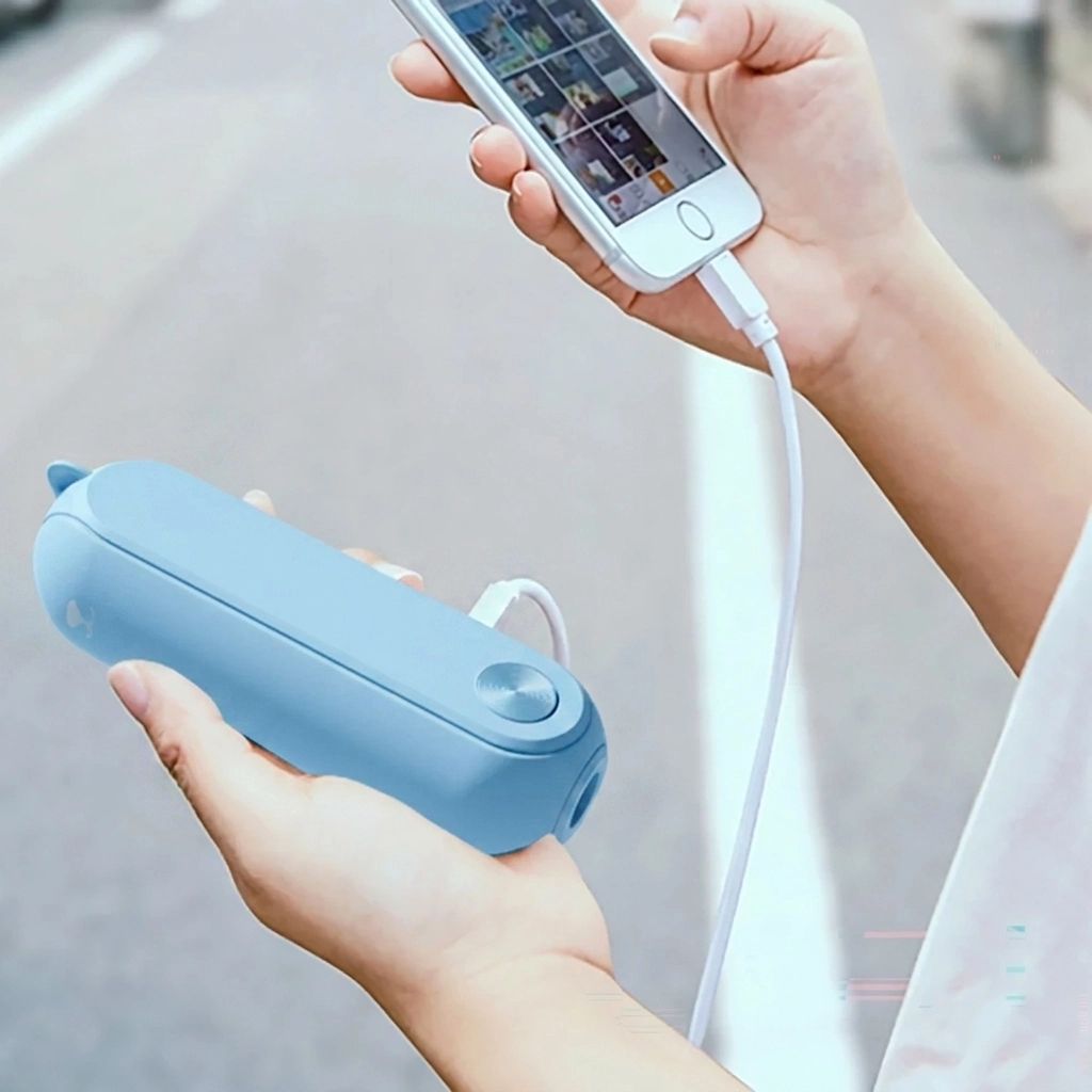StayCool 3-in-1 Folding Mini Handheld Fan, Powerbank and Flashlight, Blue