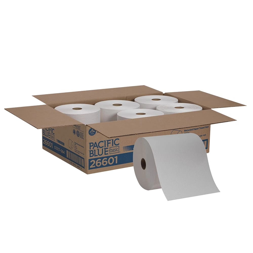 Pacific Blue 7.8" x 800' Recycled Paper Towel Roll, 6 Rolls