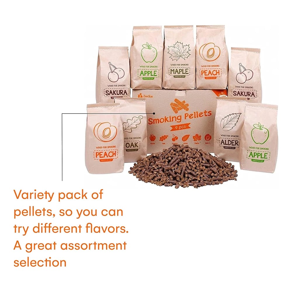 Zorestar Smoker Wood Pellets 12 lb Variety Pack, 9 pack