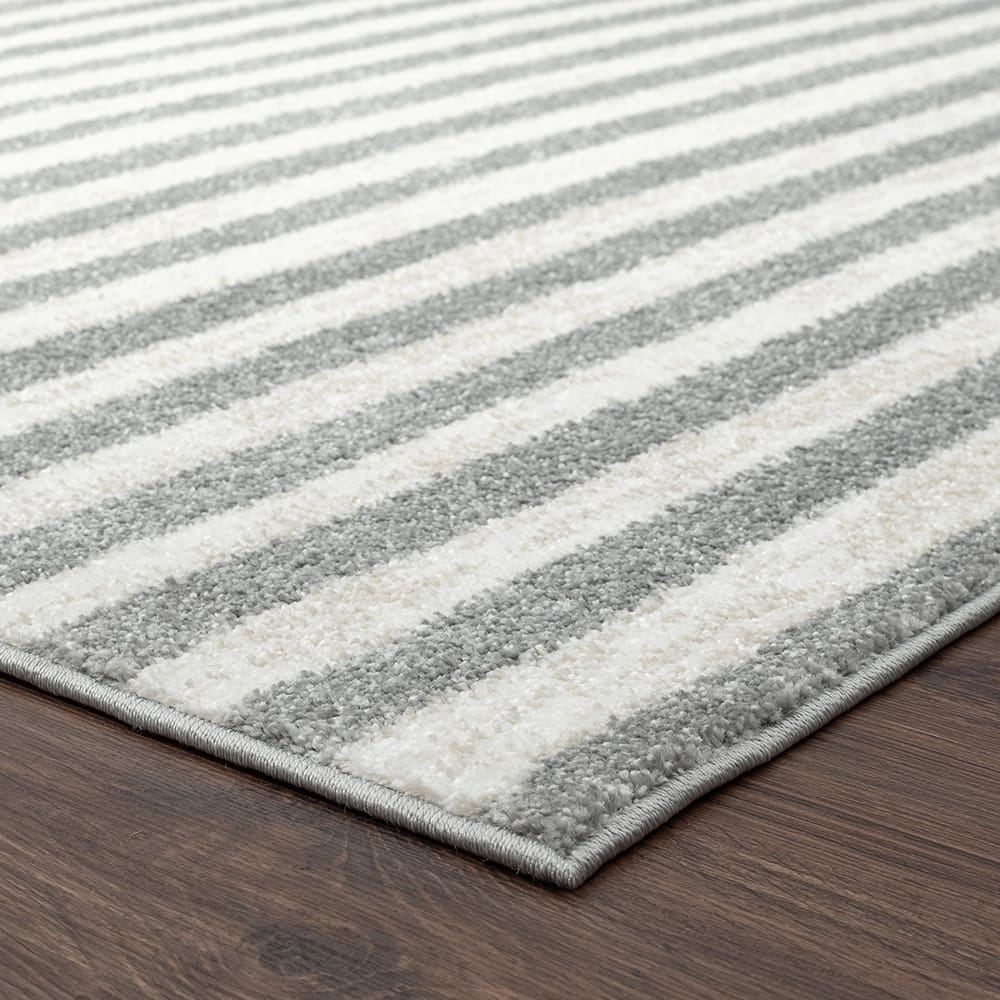 Daphnes 8'6" x 12'5" Contemporary Striped Area Rug, Gray/Cream