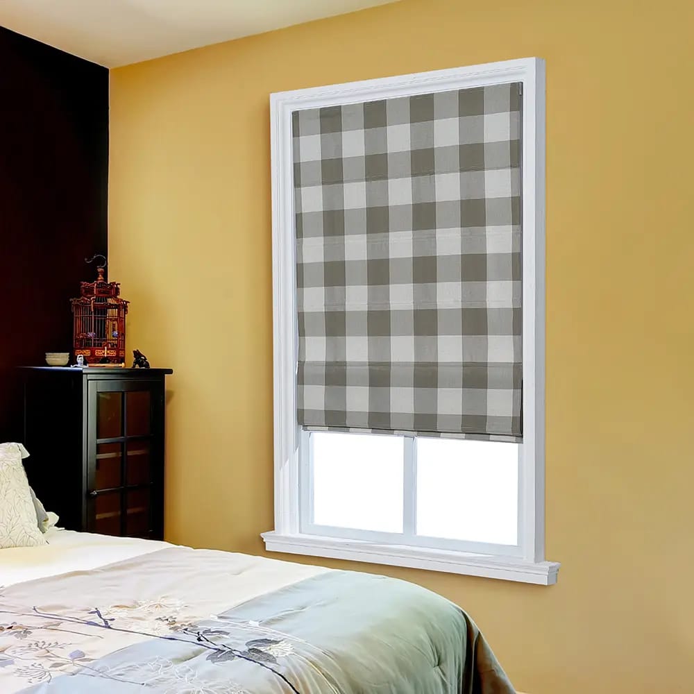 Cordless Fabric Flat Roman Shade, Evening Sage, 35" x 64"