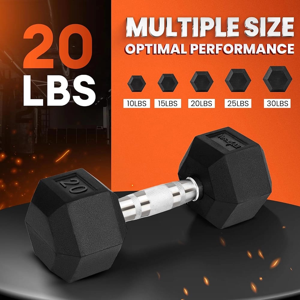 Yes4All Hex Dumbbell Hand Weight, Chrome Grip, 20 lb