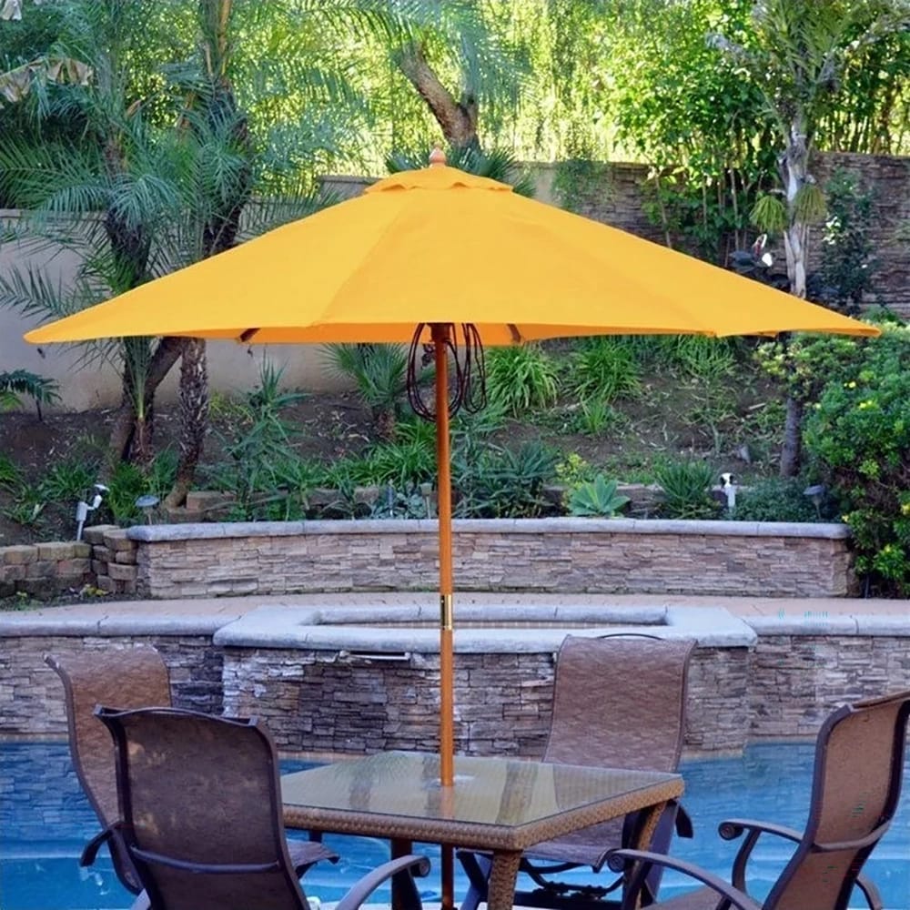 Jeco 9' Wood Patio Market Umbrella, Yellow