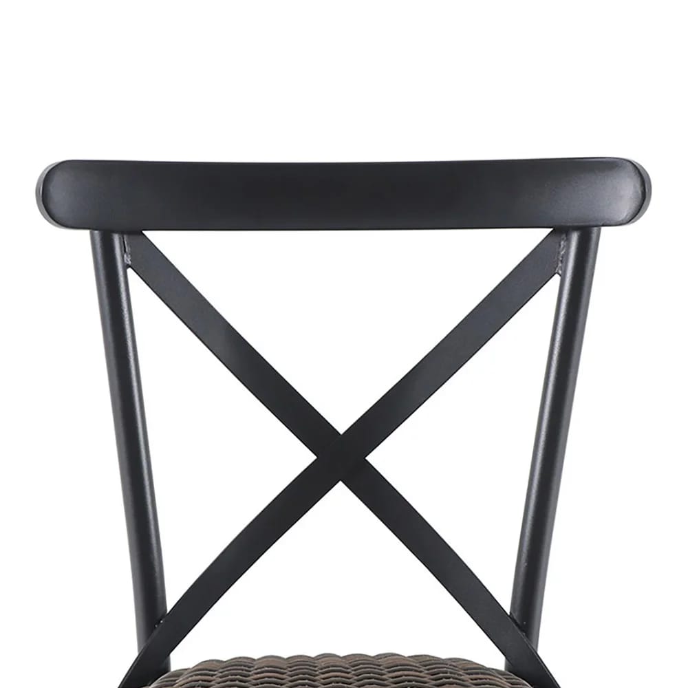 Allen + Roth Chesterbrook Wicker Steel Frame Dining Chair, Set of 2, Black