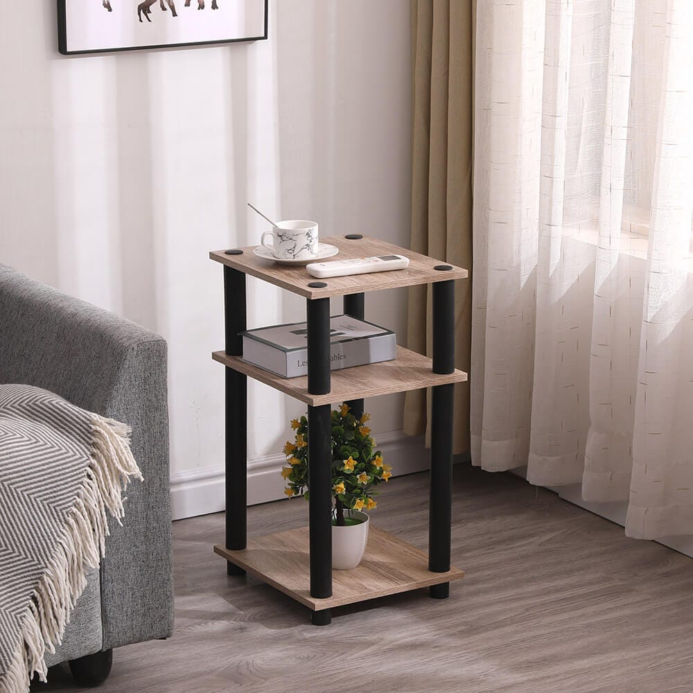 Turn-N-Tube End Table, Set of 2, Oak/Black