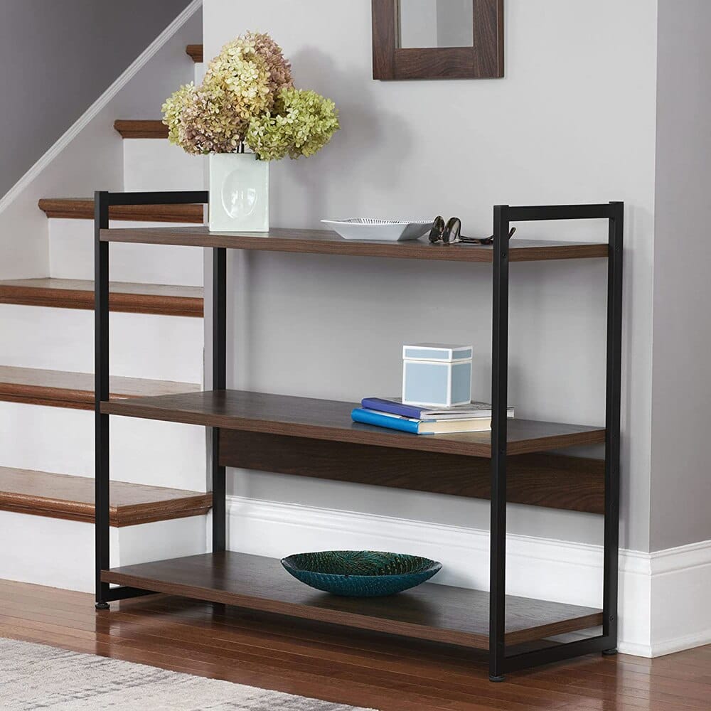 Household Essentials Jamestown Collection 3-Tier Bookshelf, Walnut