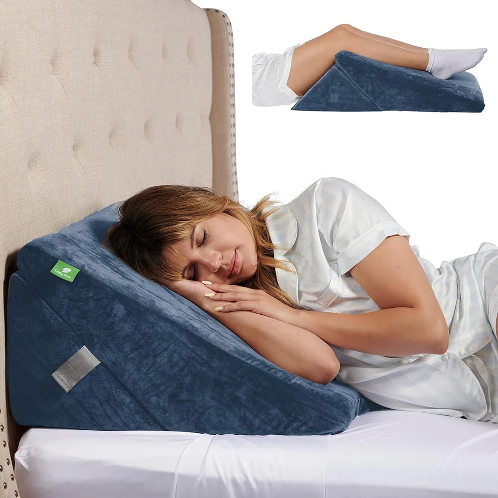 Cushy Form 22" Memory Foam Wedge Pillow, Blue