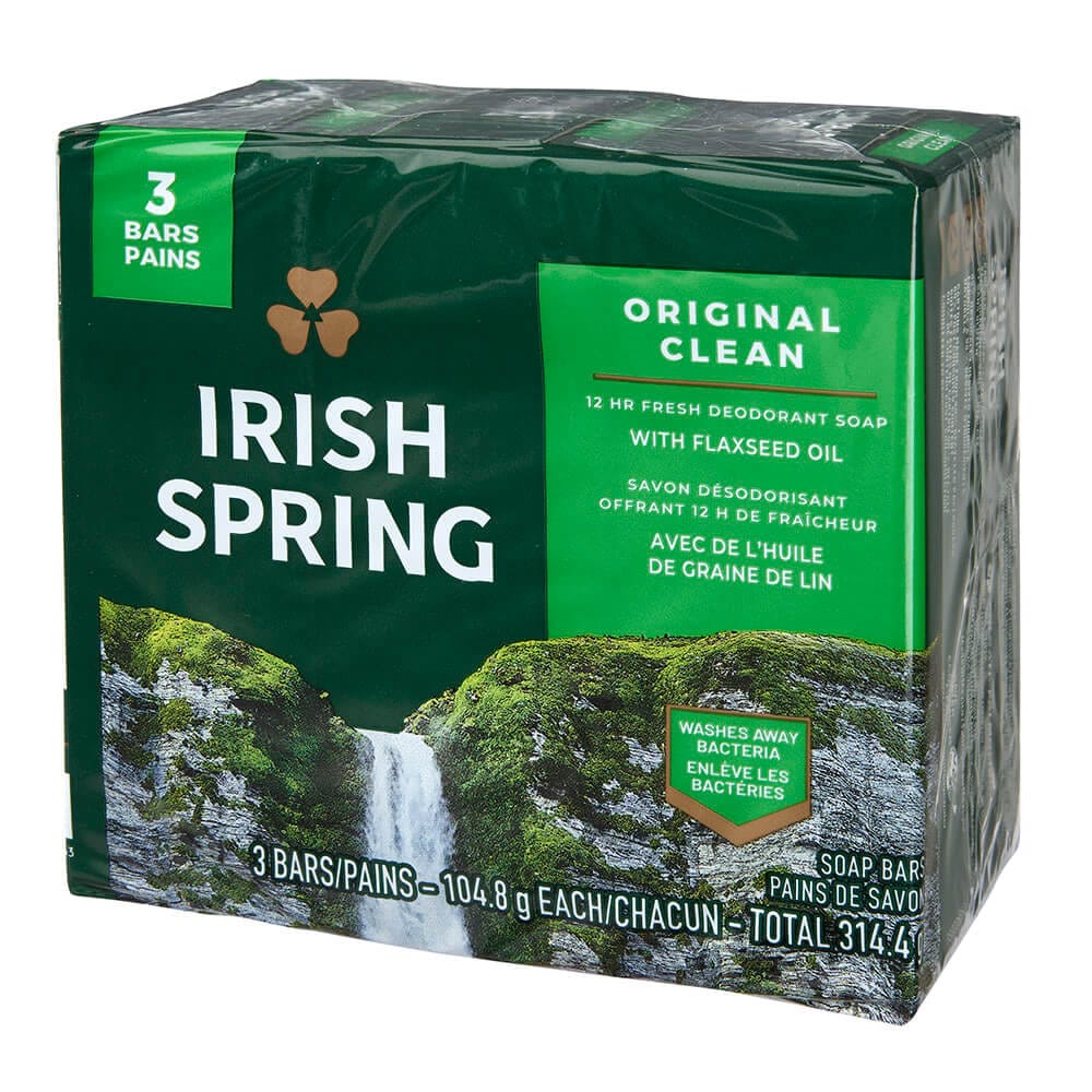 Irish Spring Original Clean Deodorant Bar Soap, 3 Count