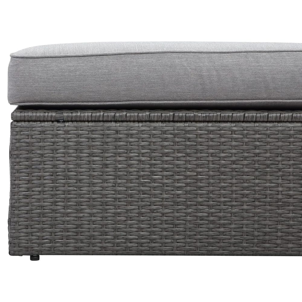 Pebble Lane Living Sydney Outdoor Wicker Ottoman with Cushion, Gray