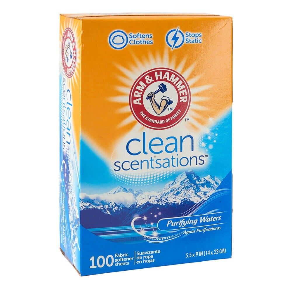 Arm & Hammer Clean Scentsations Purifying Waters Scented Fabric Softener Sheets, 100 Count