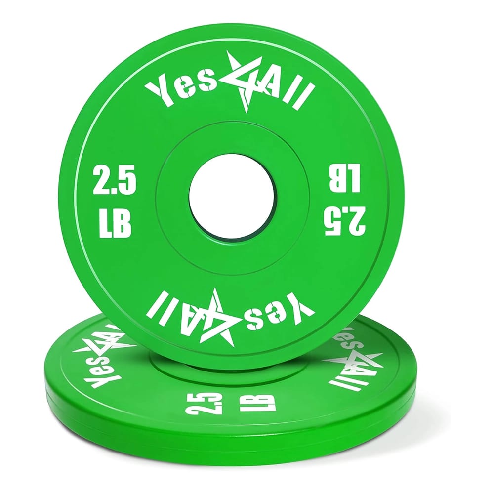 Yes4All Fractional Rubber Weight Plates, Set of 2, Green, 2.5 lb