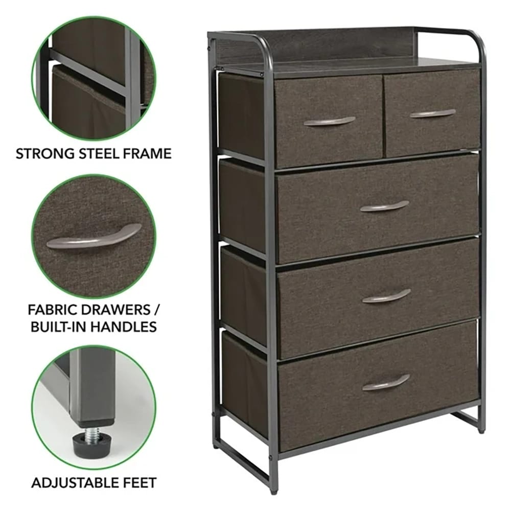 mDesign 5-Drawer Dresser, Charcoal/Graphite