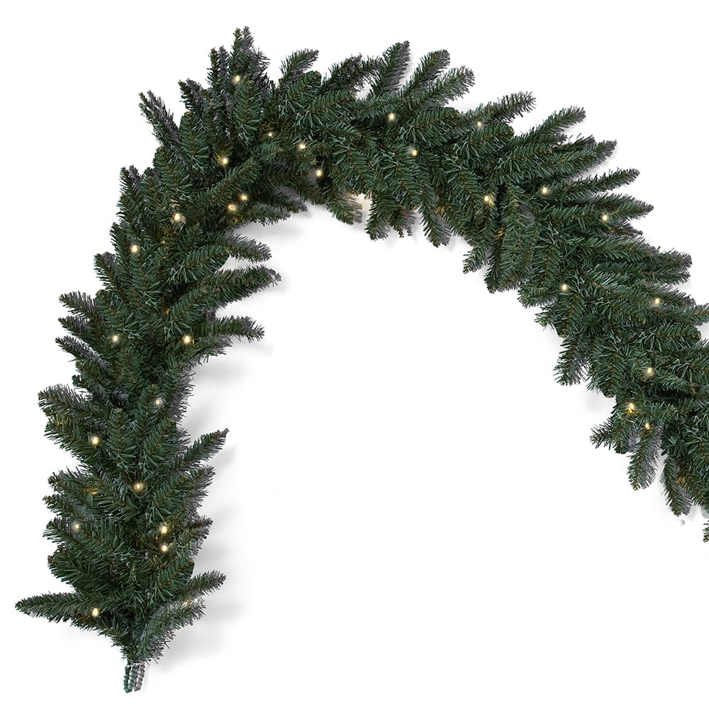 Famous Brand 9' Pre-Lit Blue Spruce Unfrosted Garland, 2 Pack