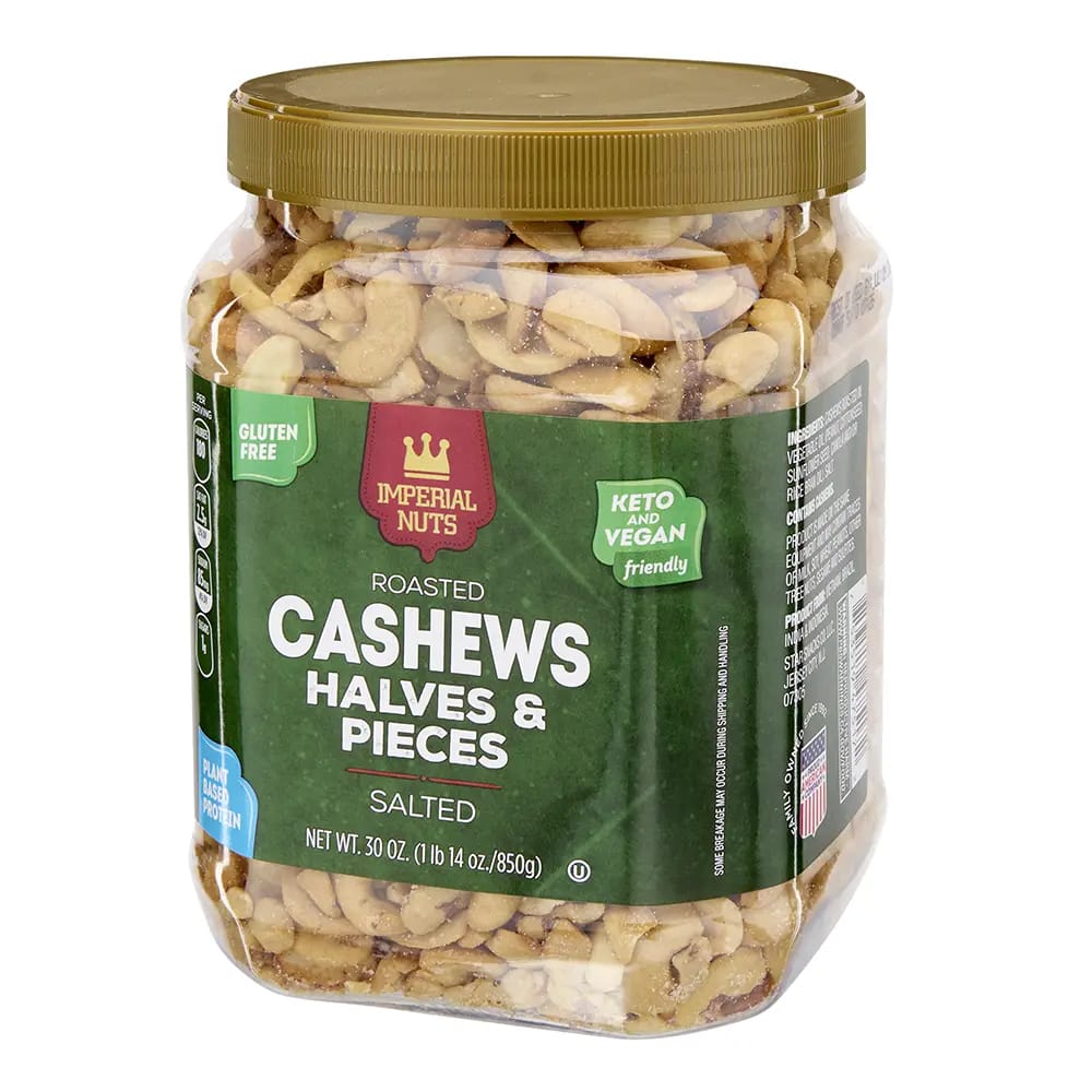 Imperial Nuts Roasted Cashews Halves & Pieces, Salted, 30 oz