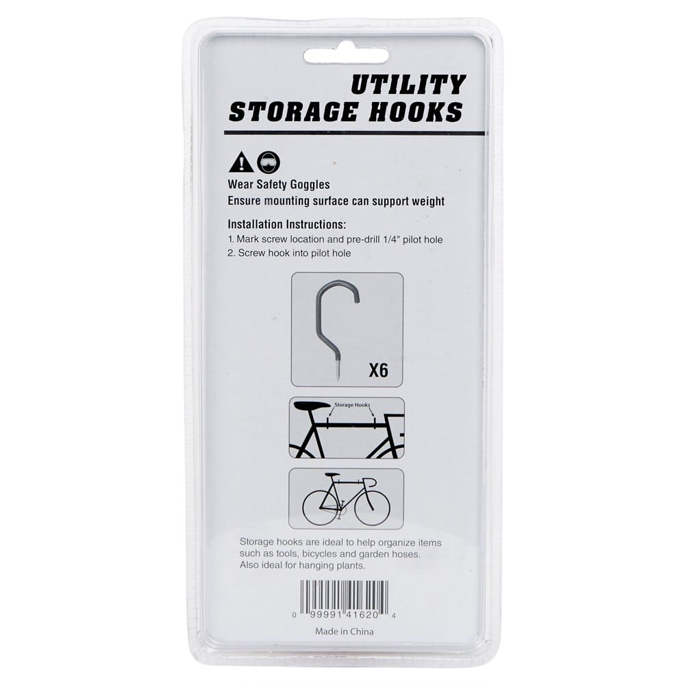 Utility Storage Hooks, 6 Piece Set