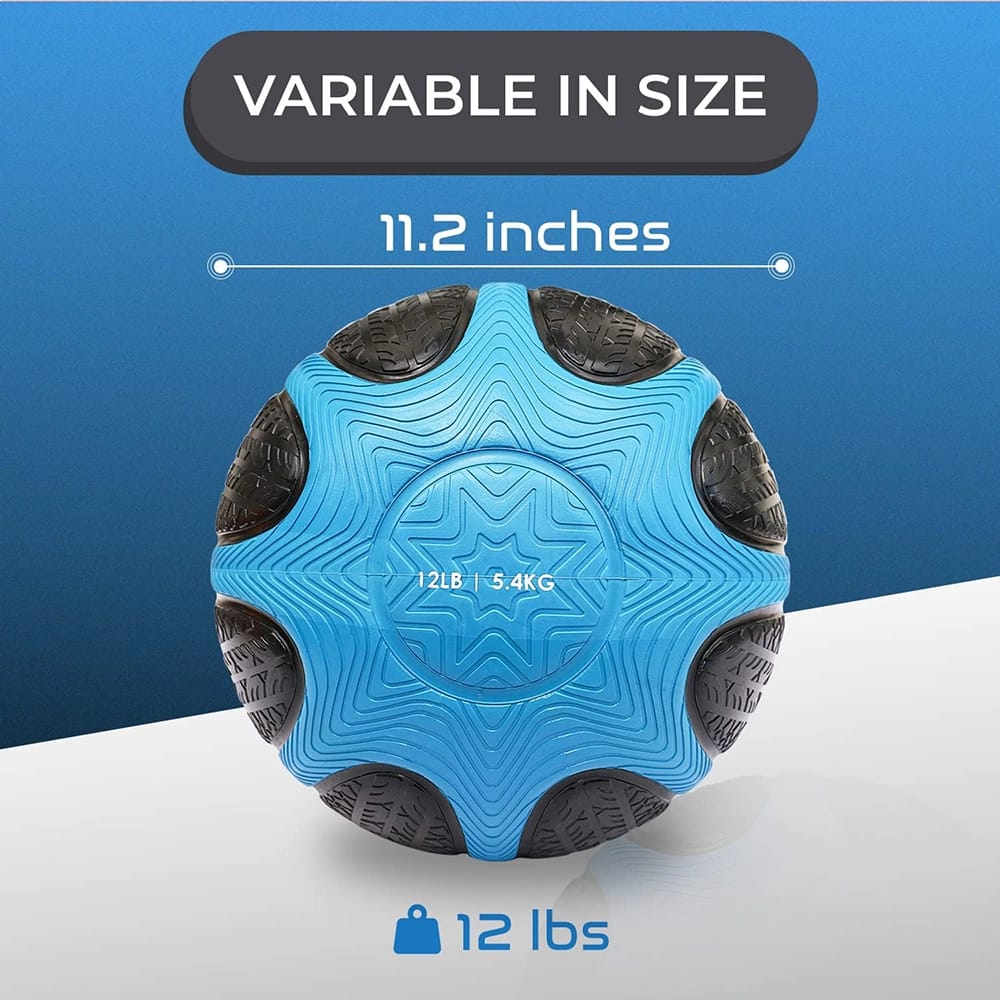Yes4All Non-Slip Grip Rubber Medicine Ball, Blue, 12 lb