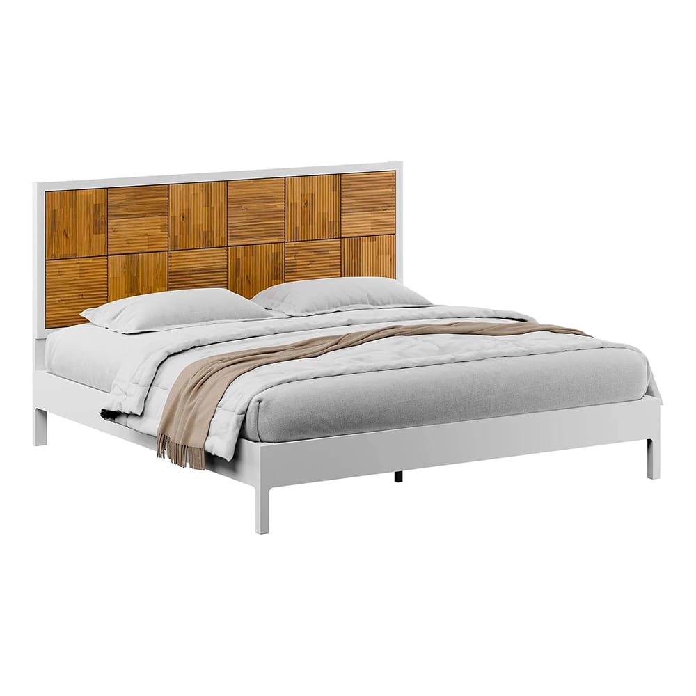 Bme Mid-Century Geometric Bed Frame and Headboard, King