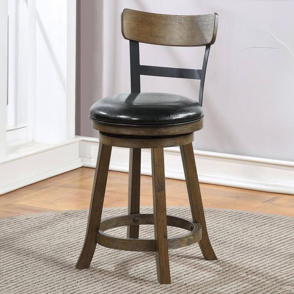 Home 2 Office Riverside 29" High Back Swivel Bar Stool, Walnut