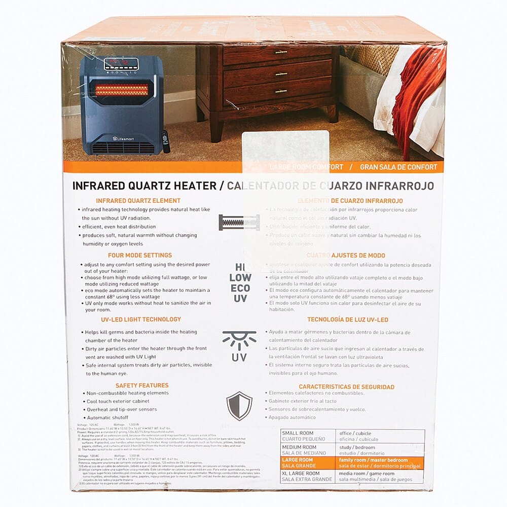 Lifesmart 6-Element Infrared Quartz Heater with UV Light